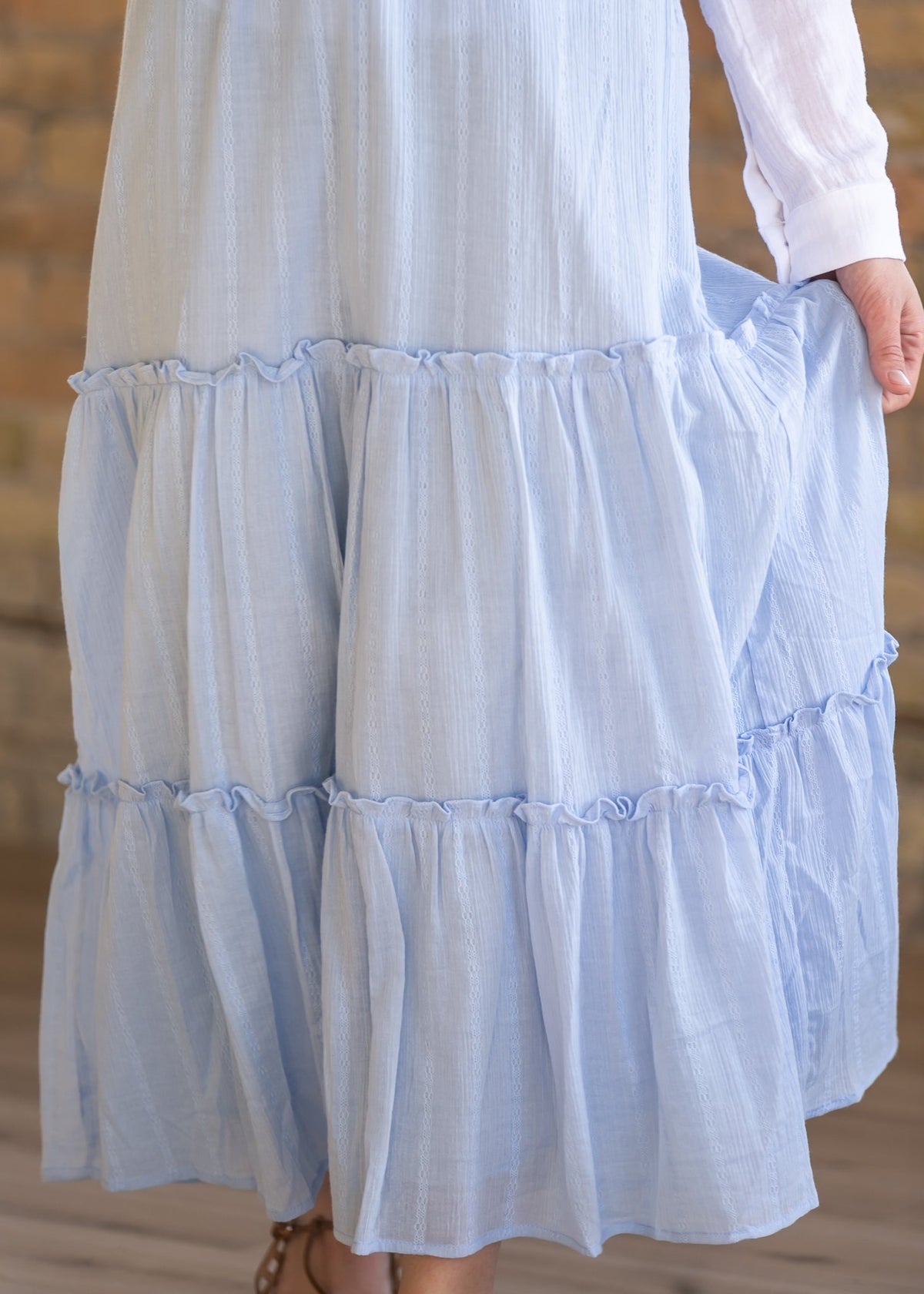 Serena – Falda Maxi de Algodón Azul Claro