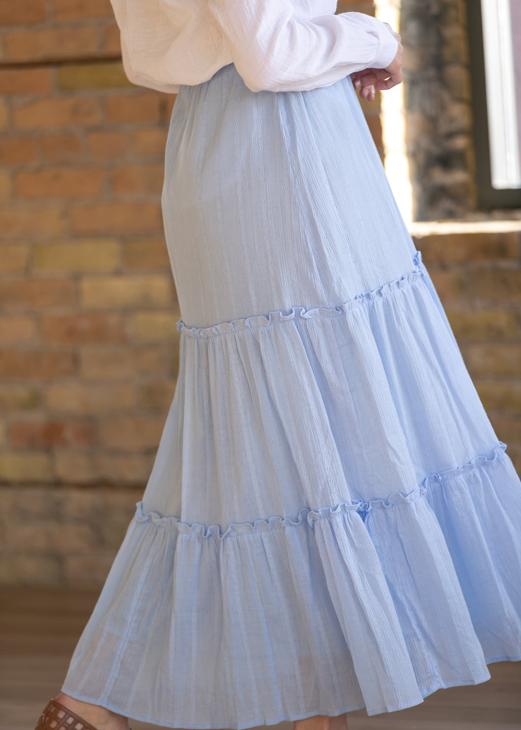 Serena – Falda Maxi de Algodón Azul Claro