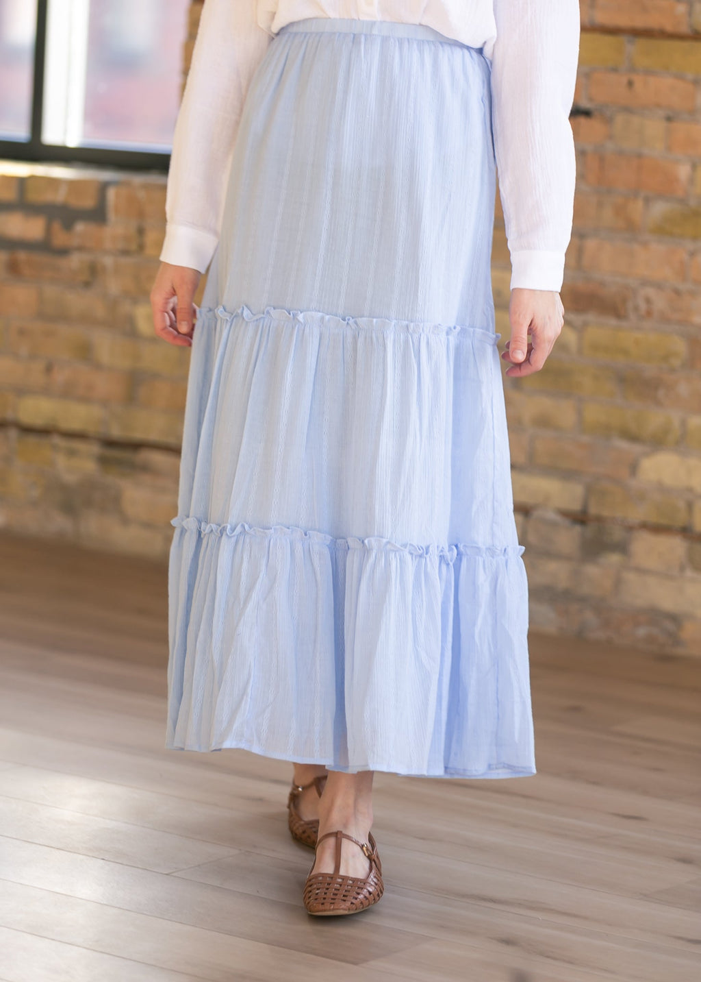 Serena – Falda Maxi de Algodón Azul Claro
