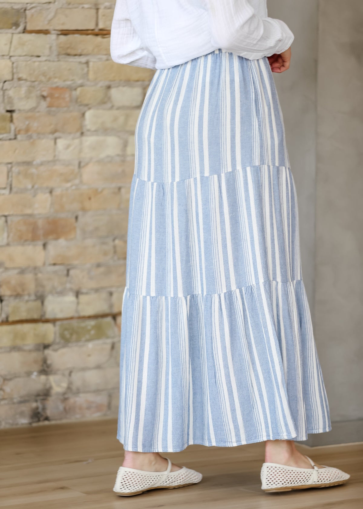 Benny – Falda Maxi de Lino a Rayas