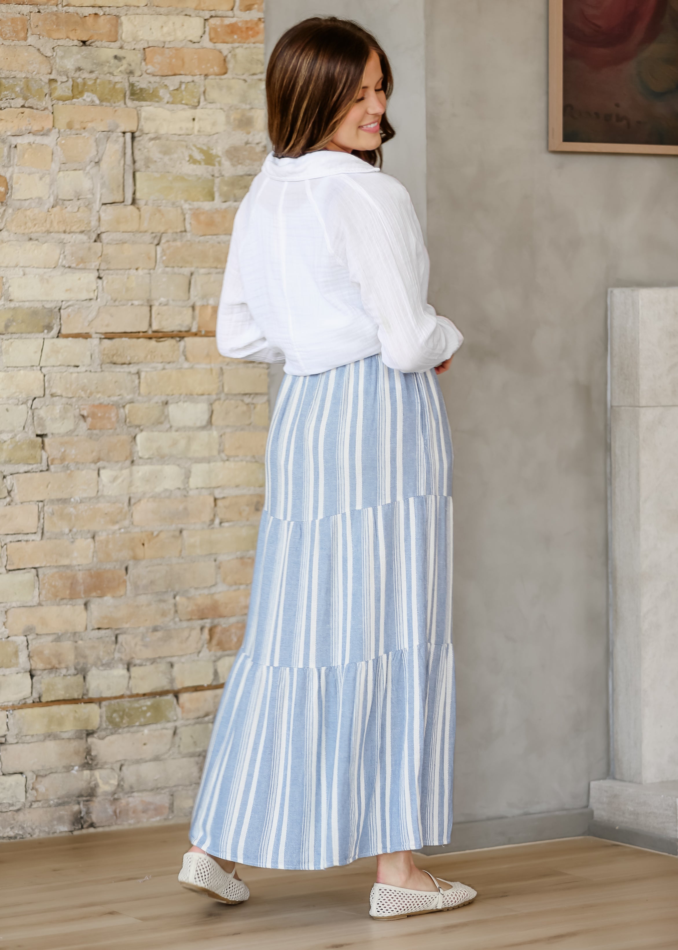 Benny – Falda Maxi de Lino a Rayas