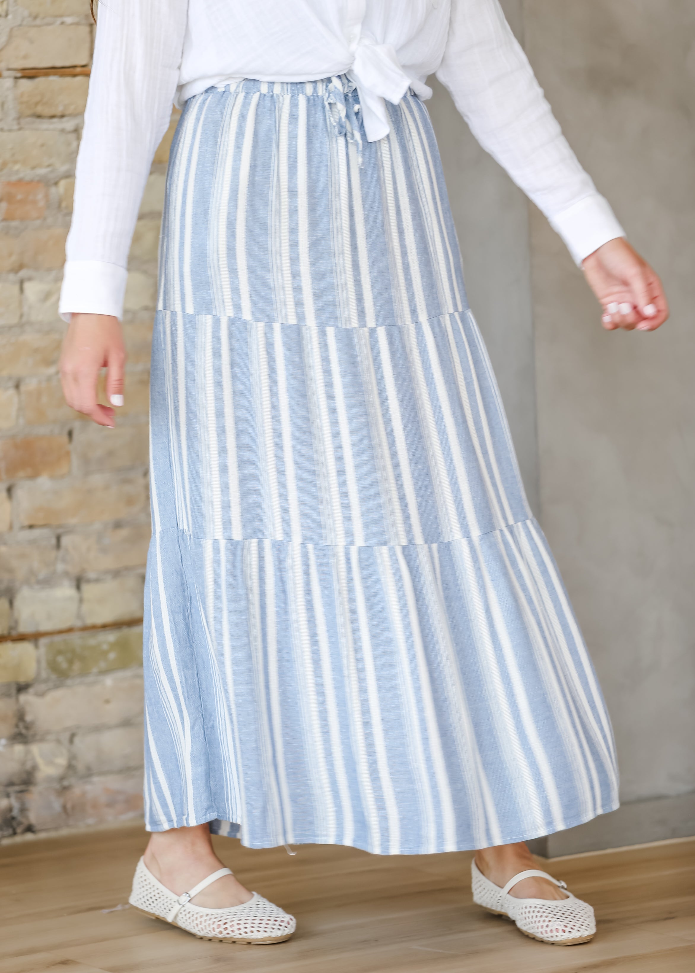 Benny – Falda Maxi de Lino a Rayas