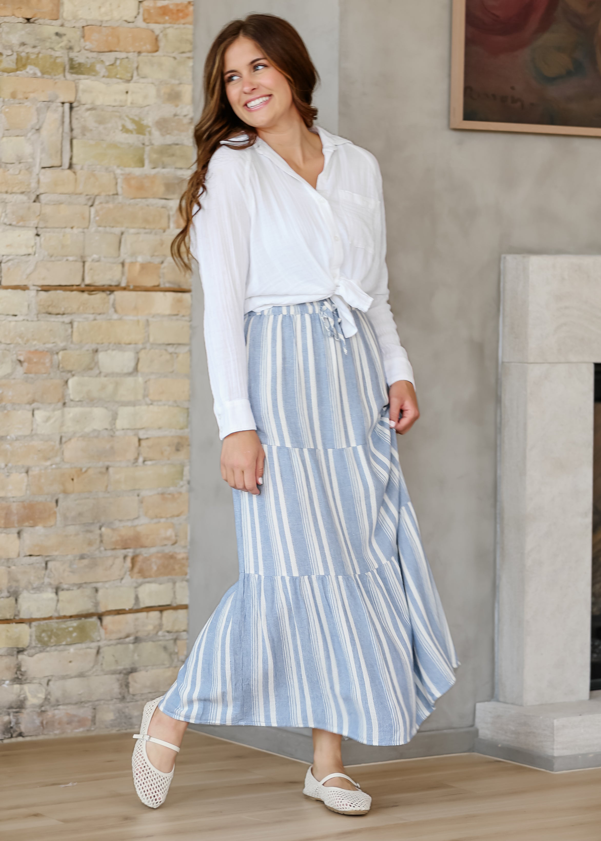 Benny – Falda Maxi de Lino a Rayas