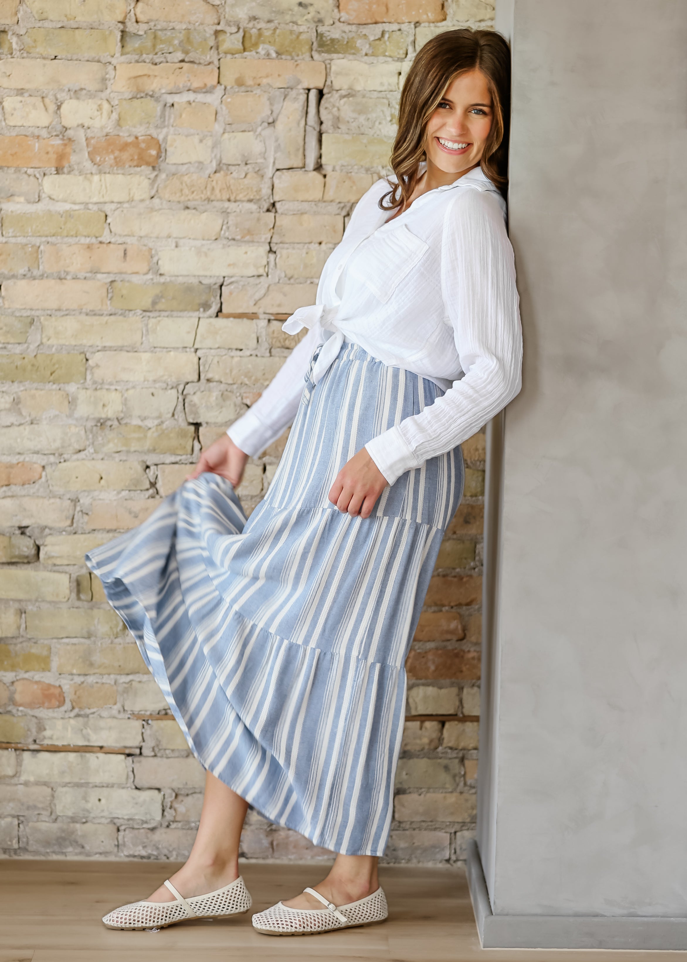 Benny – Falda Maxi de Lino a Rayas