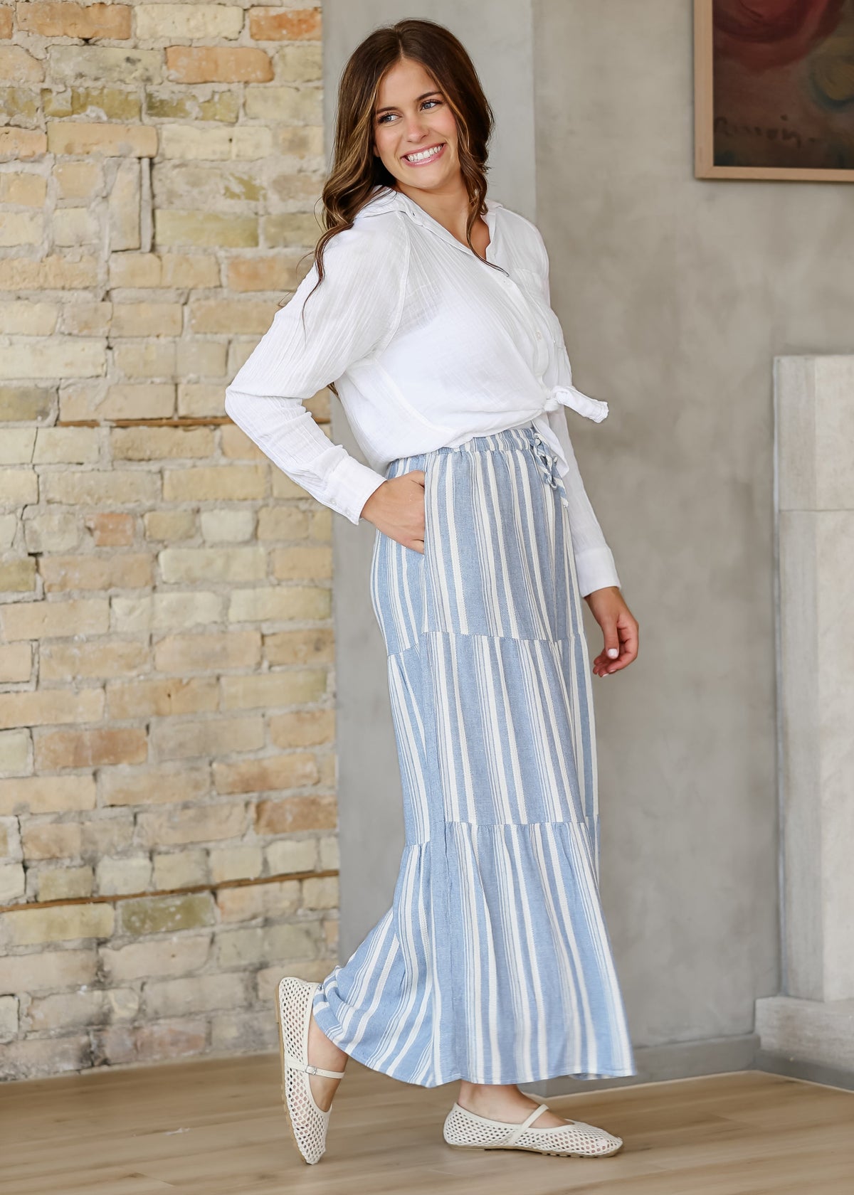 Benny – Falda Maxi de Lino a Rayas
