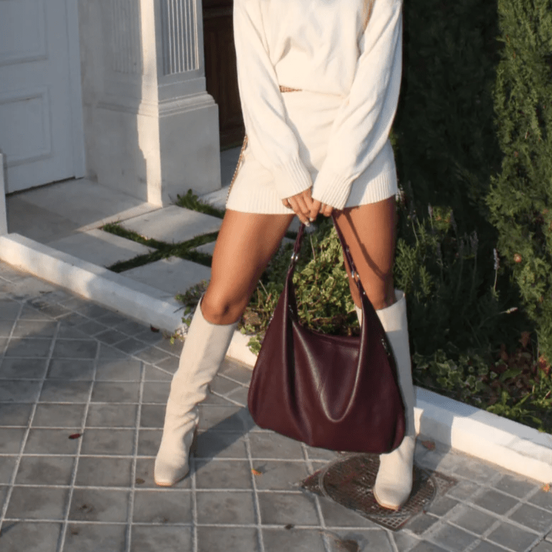 Cassie | Bolso de hombro retro rojo vino
