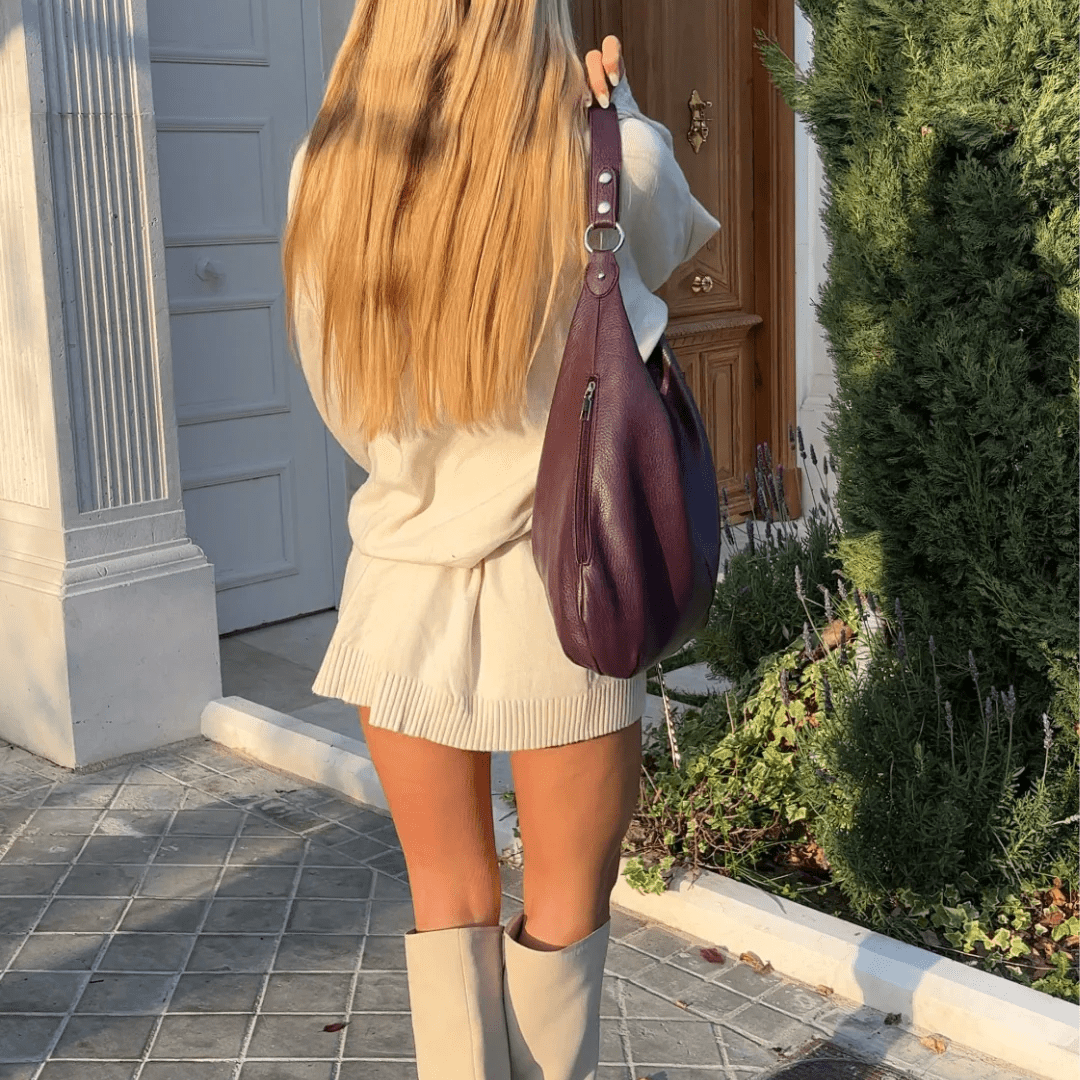 Cassie | Bolso de hombro retro rojo vino